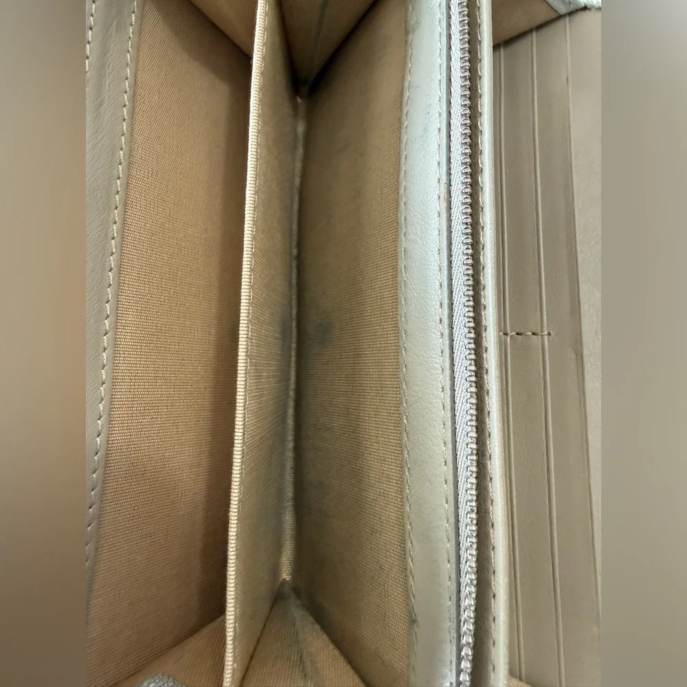 Jimmy Choo Metallic Leather wallet with interior d rings- see callouts